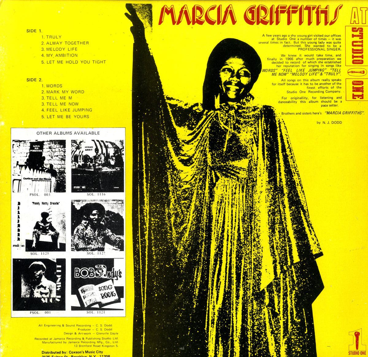 洋楽 MARCIA GRIFFITHS / AT STUDIO ONE Drum & Bass Records | Reggae, Ska, RockSteady, Roots, Dancehall