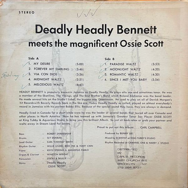 DEADLY HEADLY BENNETT, OSSIE SCOTT [Deadly Headly Bennett Meets The Magnificent Ossie Scott]