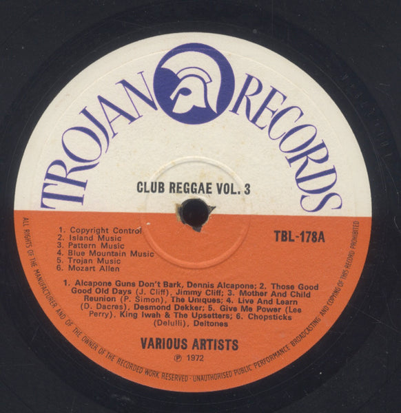 V.A. (THE UNIQUES. KING IWAH. SLIM SMITH...)  [Club Reggae Vol 3 ]