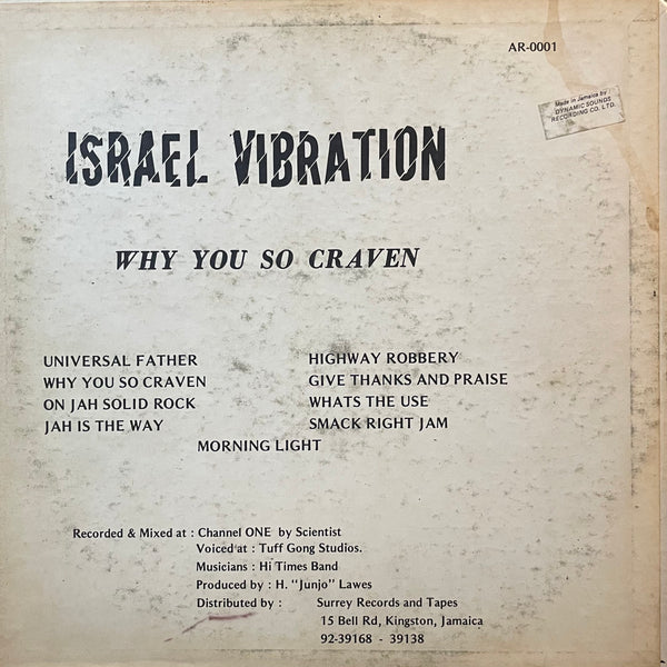 ISRAEL VIBRATION [Why You So Craven]