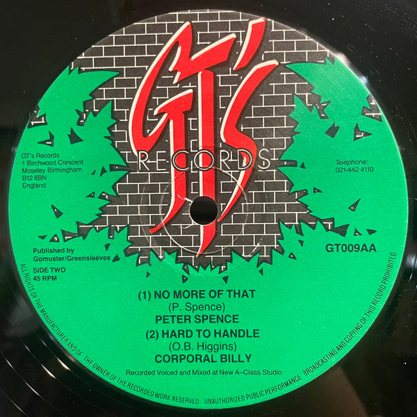 PETER SPENCE / PETER SPENCE, CORPORAL BILLY [Lovers Rock / No More Of That, Hard To Handle]