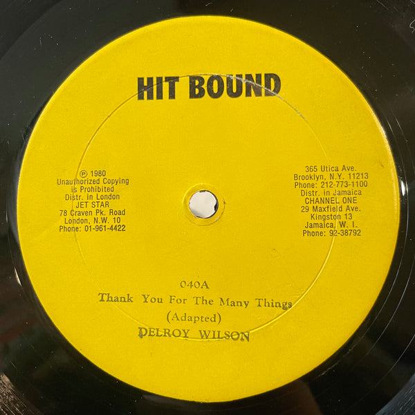 DELROY WILSON [Thank You For The Many Things / Peculiar]