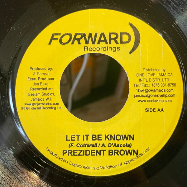 LOUIE CULTURE / PREZIDENT BROWN [Straight Up With Me / Let It Be Know]