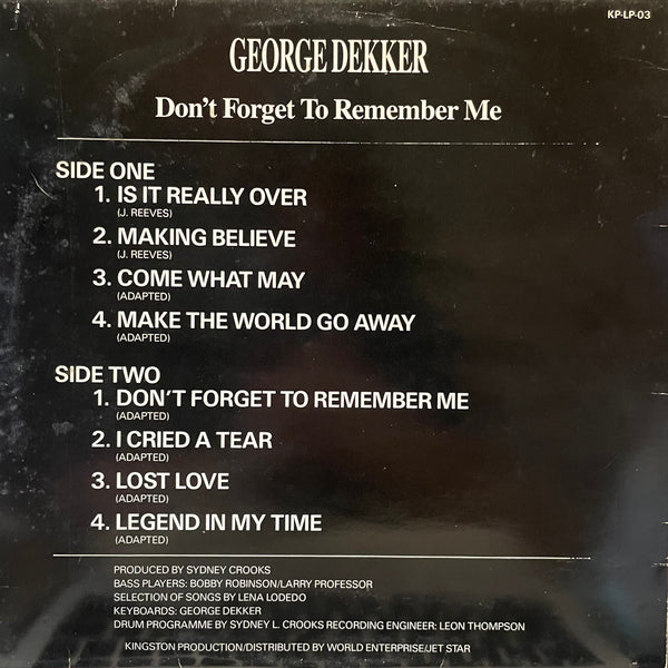 GEORGE DEKKER [Don't Forget To Remember Me]