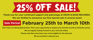 25% Off Sale February 25th to March 10th