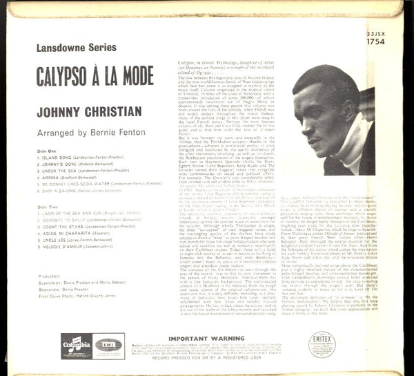 JOHNNY CHRISTIAN [Calypso A La Mode]