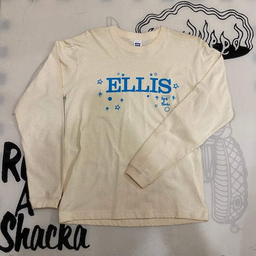 ALTON ELLIS LABEL-T (LONG SLEEVE)  [Ellis Label-T  / Naturalベース X Skyblue　Size:S]