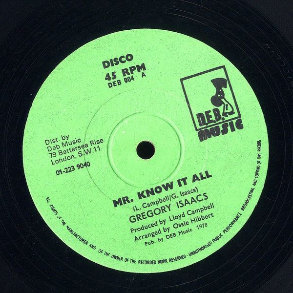 GREGORY ISAACS / D E B PLAYERS [Mr Knows It All / War Of The Stars]