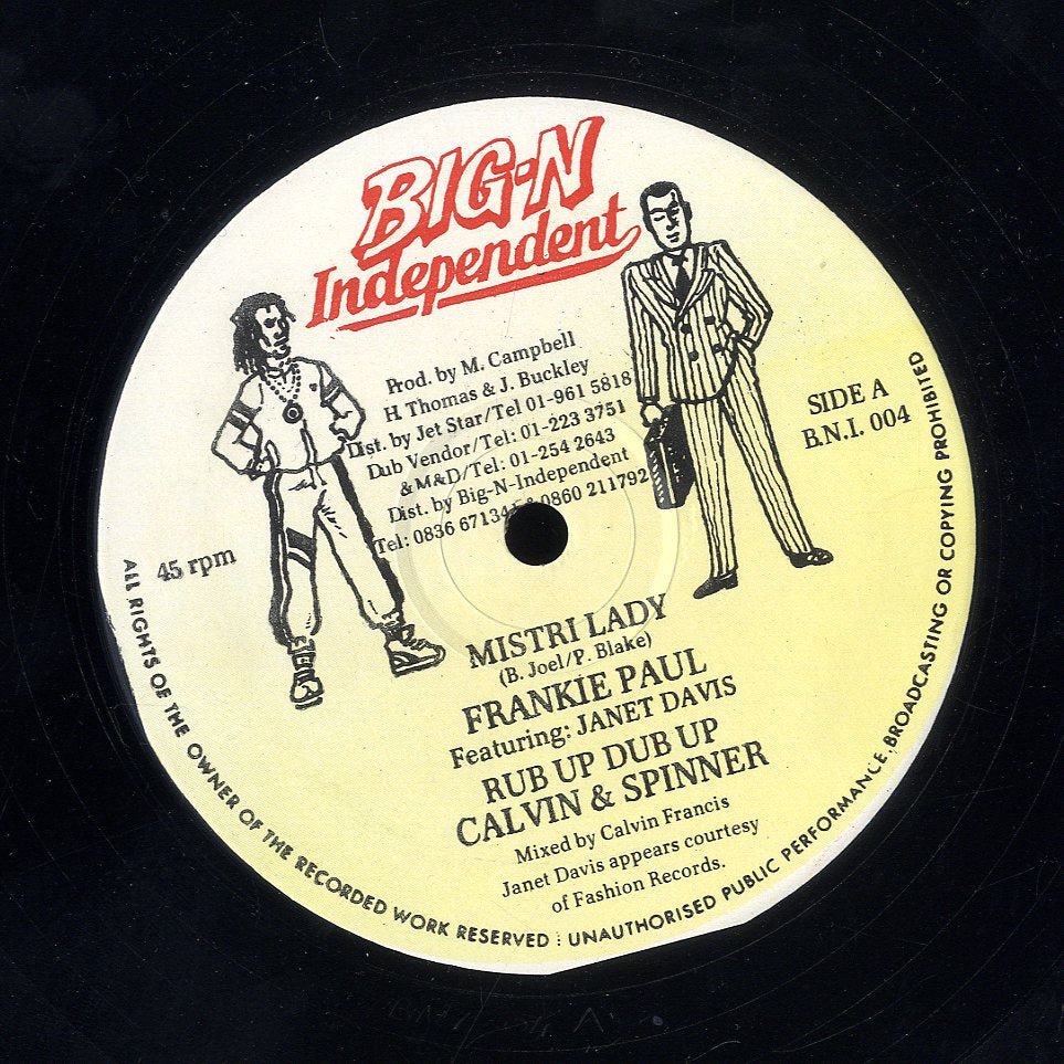 FRANKIE PAUL & JANET DAVIS / CALVIN & SPINNER [Mistri Lady / Rub Up Dub Up ]