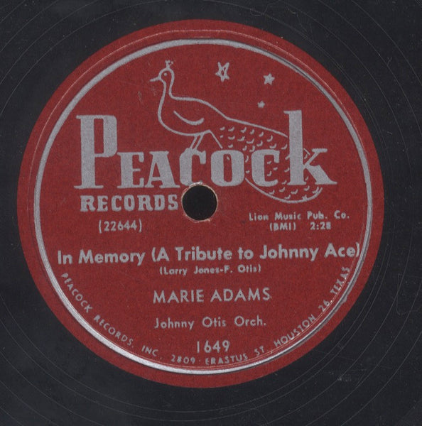 MARIE ADAMS / JUNIOR AND MARIE  [A Meorry(A Tribute To Johnny Ace) / Boom Diddy Wa Wa]