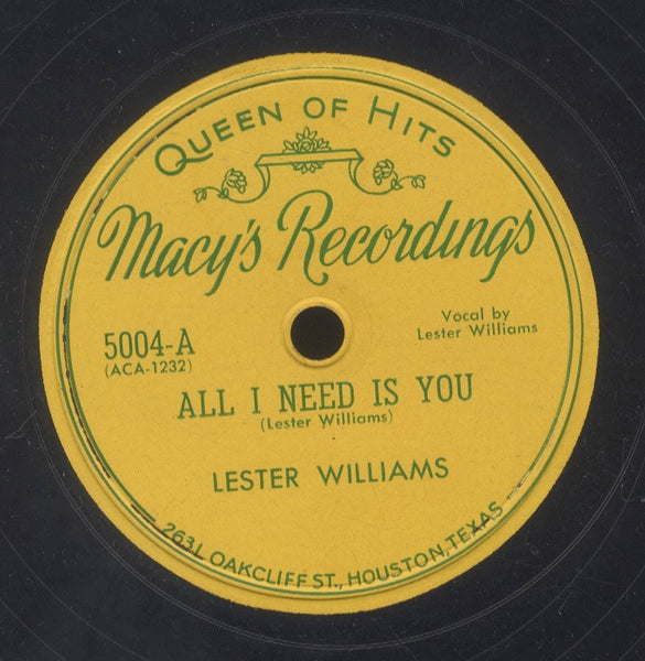 LESTER WILLIAMS [All I Need You / I Know That Chick]