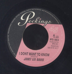 JANET LEE DAVIS [I Don't Want To Know]