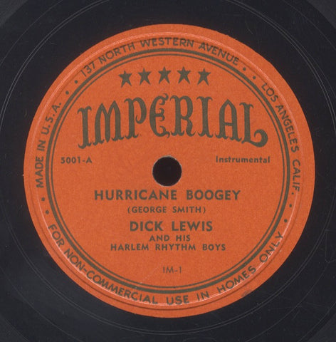 DICK LEWIS AND HIS HERLEM BOYS [Hurricane Boogie / Eight O'clock Stomp]