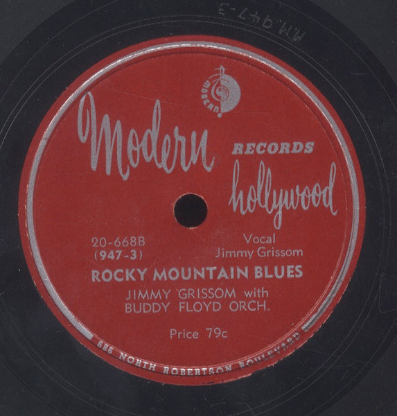 JIMMY GRISSOM WITH BUDDY FLOYD ORCH [Just Got Back / Rocky Mountain Blues]